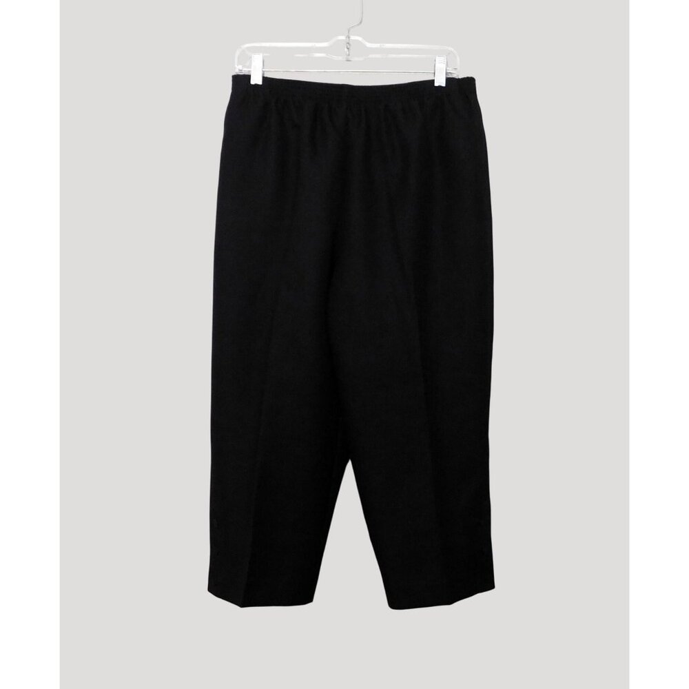Alfred Dunner Capri Pants Womens Size 14 Black Cropped Pants Elastic Waist - Picture 3 of 7